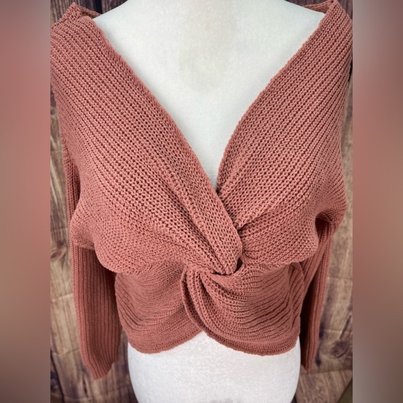 Jessica Simpson mauve pink cropped top sweater women’s size XS boho - Picture 6 of 16